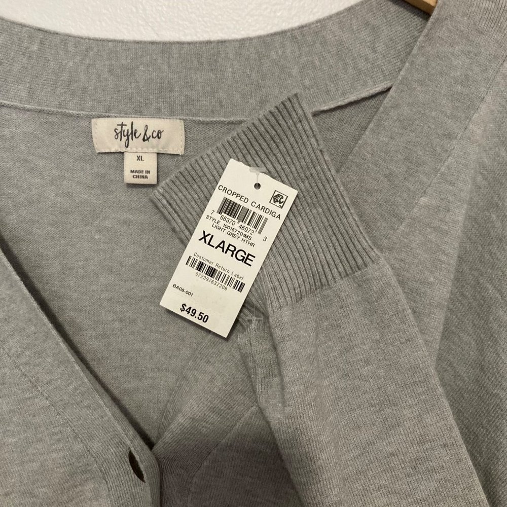 STYLE & CO Cropped Button gray Cardigan size varius casual NWT - Picture 9 of 9